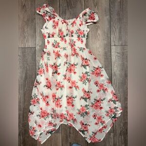 No Boundaries White Dress with Coral Floral Print